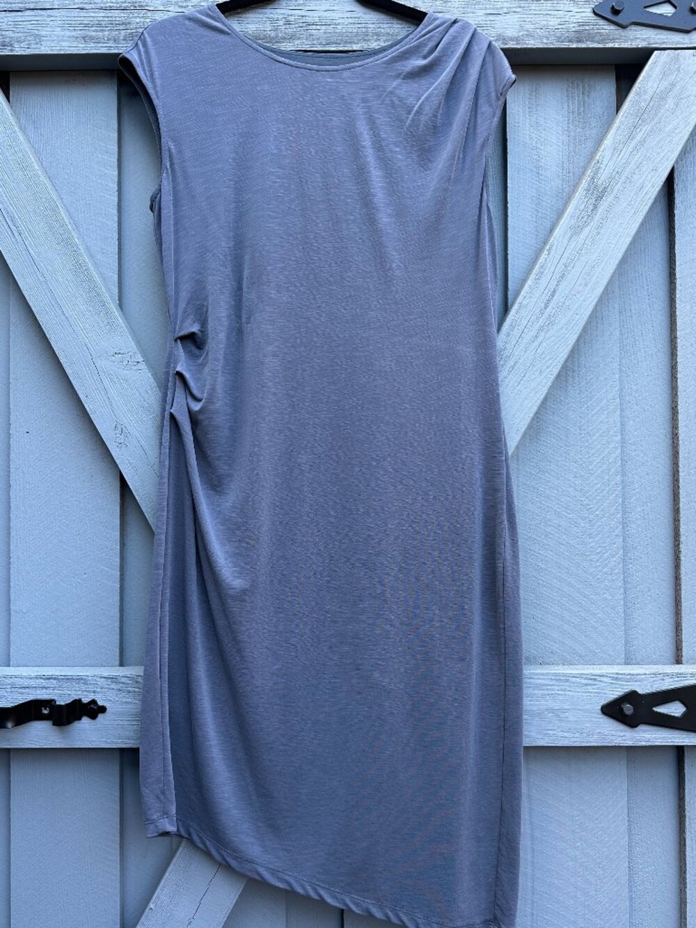 NIC+ZOE Asymmetrical Draped Dress – Size Small – Blue Gray